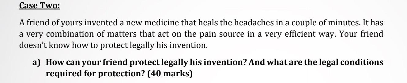 Case Two: A friend of yours invented a new