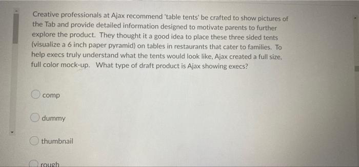 Creative professionals at Ajax recommend 'table