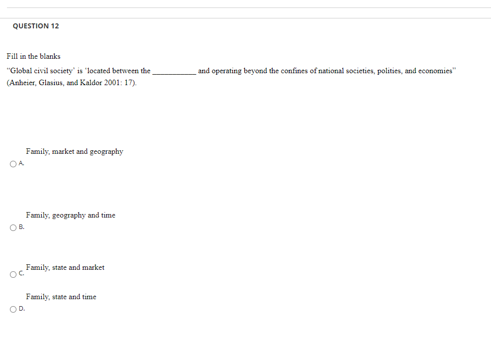 QUESTION 12 Fill in the blanks and operating
