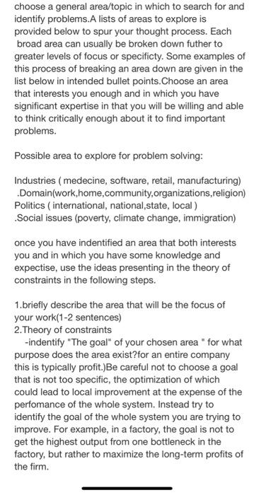 choose a general area/topic in which to search