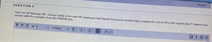 QUESTIONS Words How can HR Manager Ms Samiya