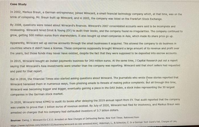 complete all 3 parts Case Study In 2002, Markus