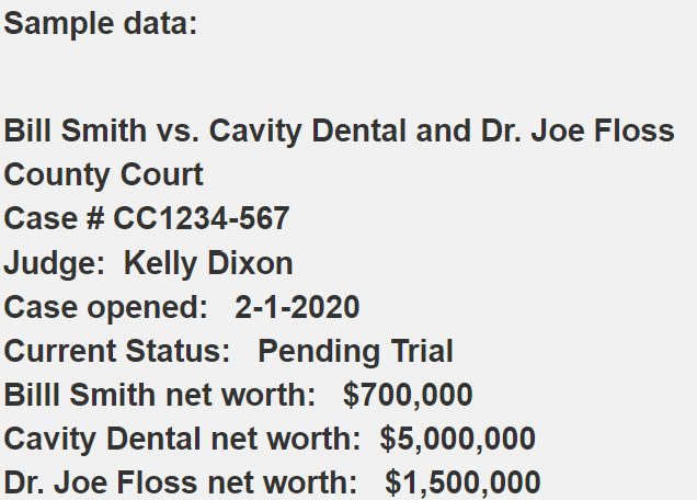 Design a database for the law firm, Dewey,