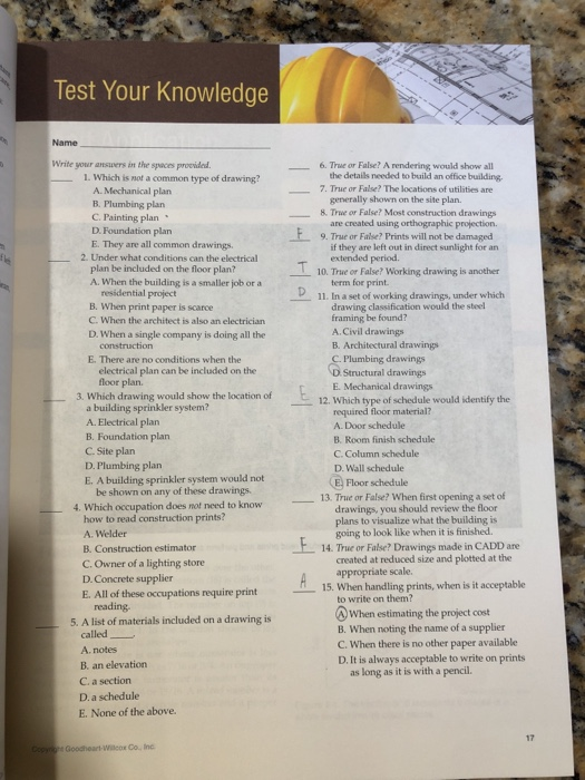 Test Your Knowledge Name Write your answers in