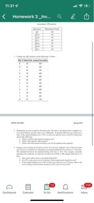 11:314 .. < Homework 3 _Inv... a 6 100 Mam 01 10