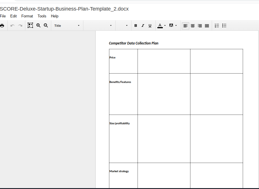 Complete the Competitor Data Collection Plan