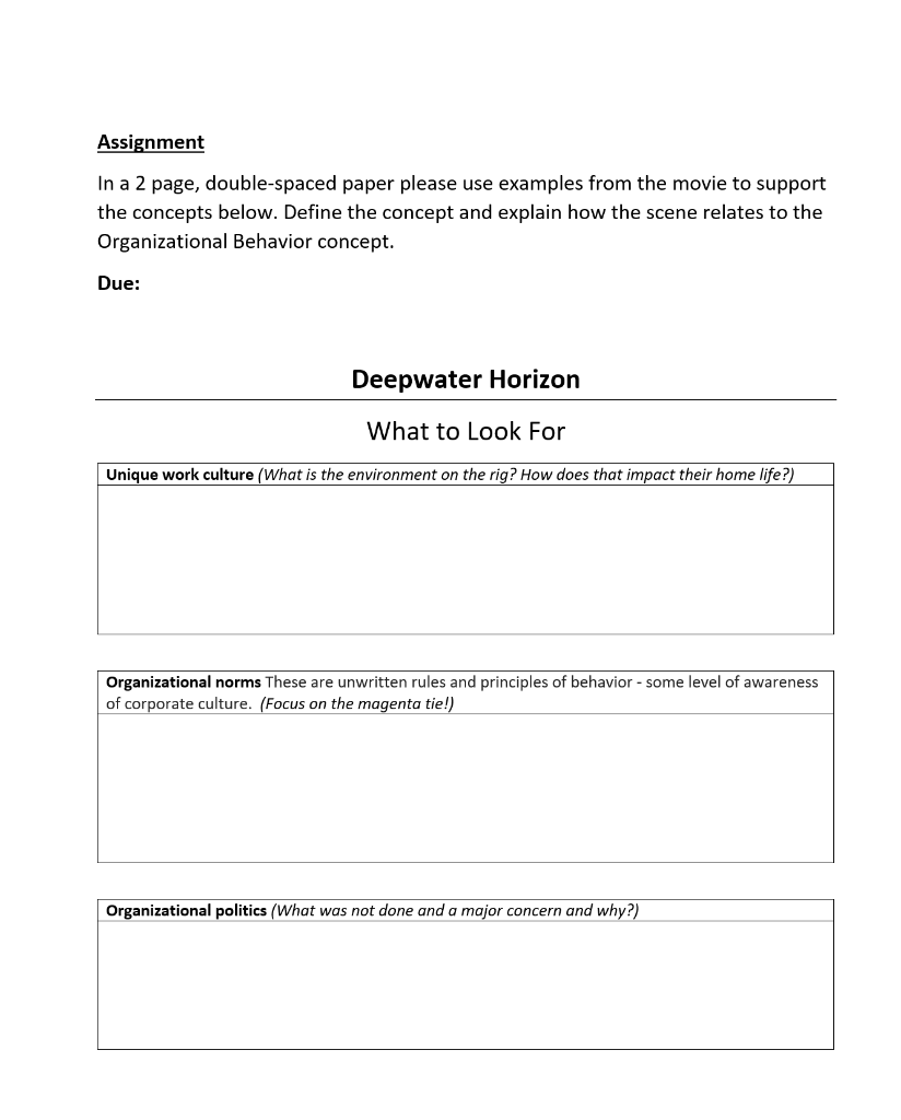 Assignment In a 2 page, double-spaced paper