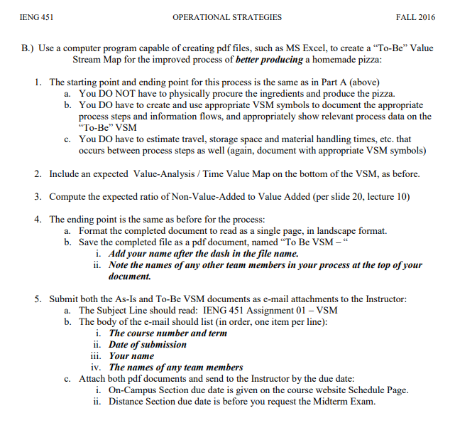ASSIGNMENT: VALUE STREAM MAPPING - AS IS AND TO