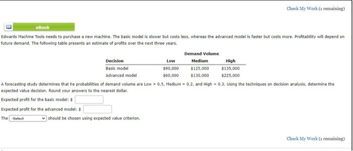 Check My Work (1 remaining) eBook Edwards Machine
