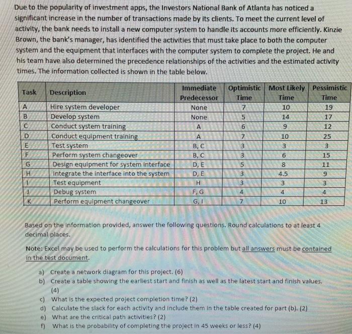 Only need the answer to question F. Please show