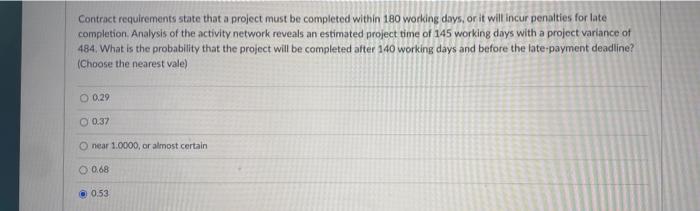 Contract requirements state that a project must