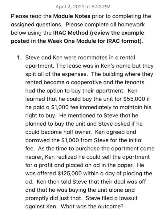 April 2, 2021 at 6:23 PM Please read the Module