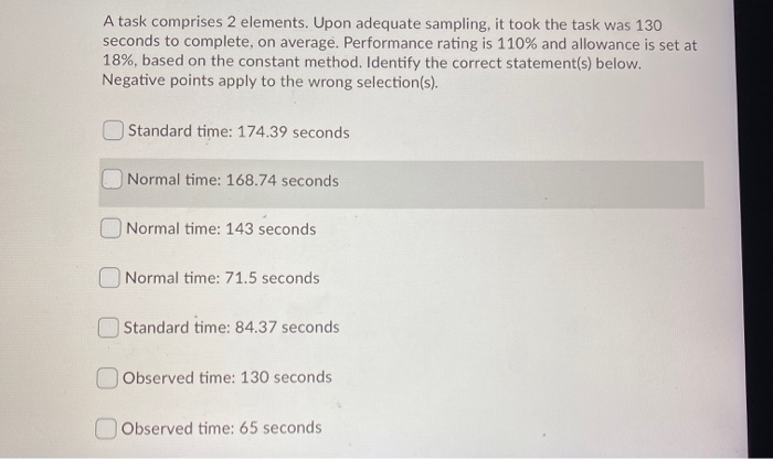 A task comprises 2 elements. Upon adequate