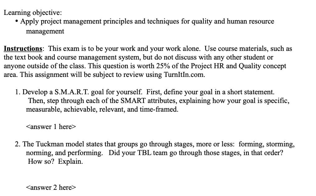 This is project management class assignment i