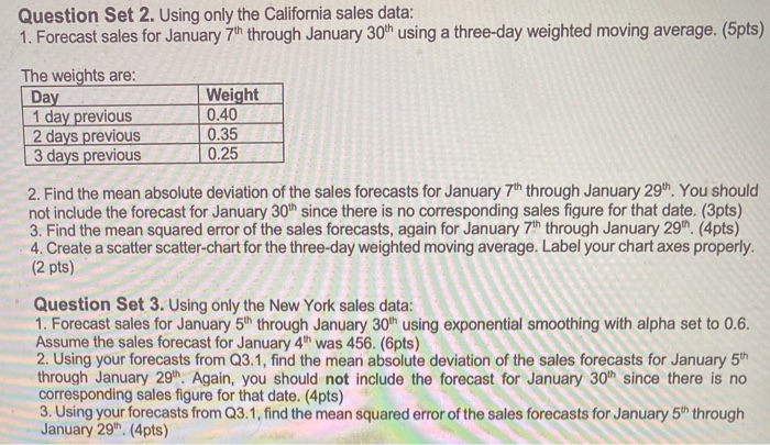 pls use excel Question Set 2. Using only the