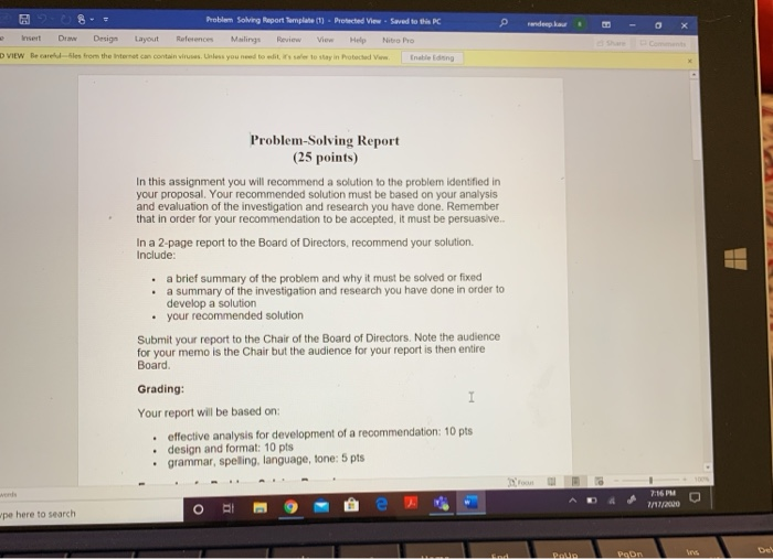 Problem Solving Report Template (1) Protected