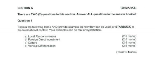 SECTION A (20 MARKS) There are TWO (2) questions