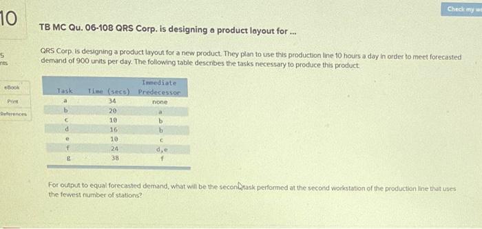 Check my 10 TB MC Qu. 06-108 QRS Corp. is