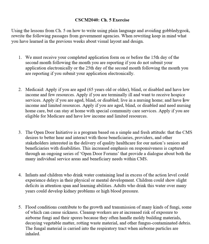 CSCM2040: Ch. 5 Exercise Using the lessons from