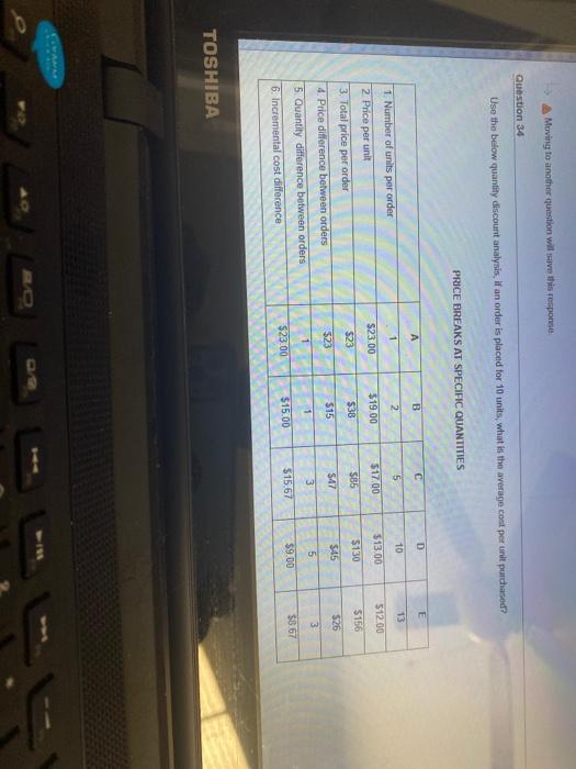 Moving to another question will this response