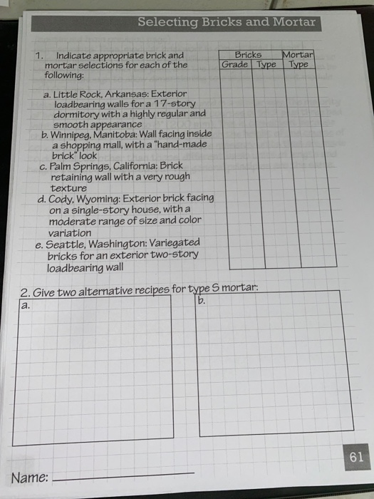 Selecting Bricks and Mortar Bricks Mortar Grade