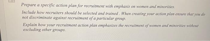 Prepare a specific action plan for recruitment