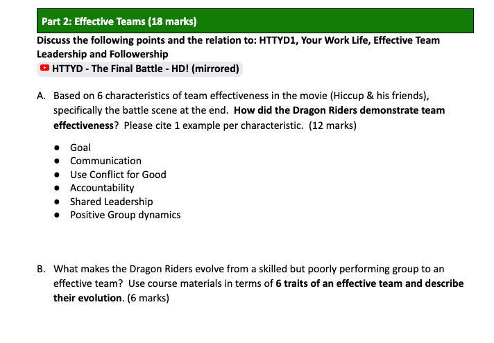 Answers should be based on How To Train Your