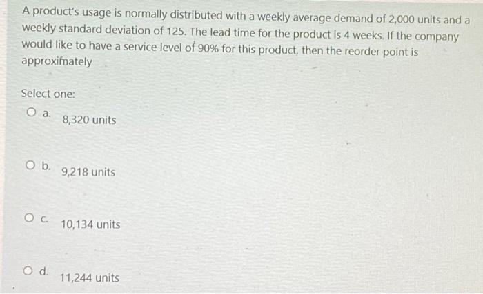 A product's usage is normally distributed with a