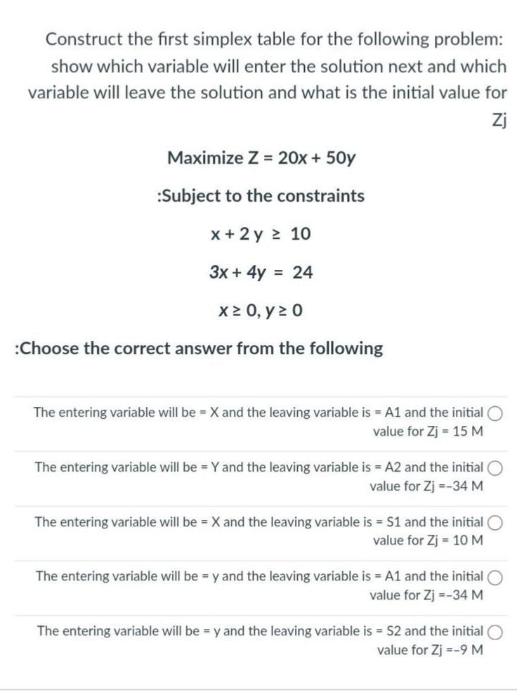 solution Following a linear programming problem,