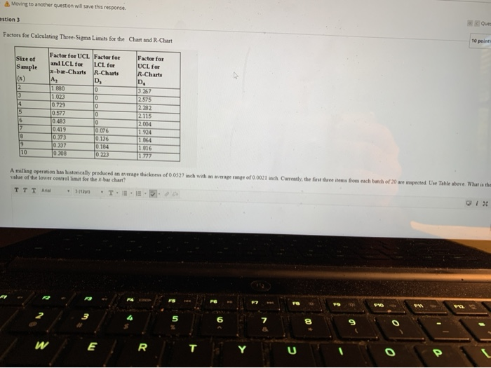 Moving to another question will save this