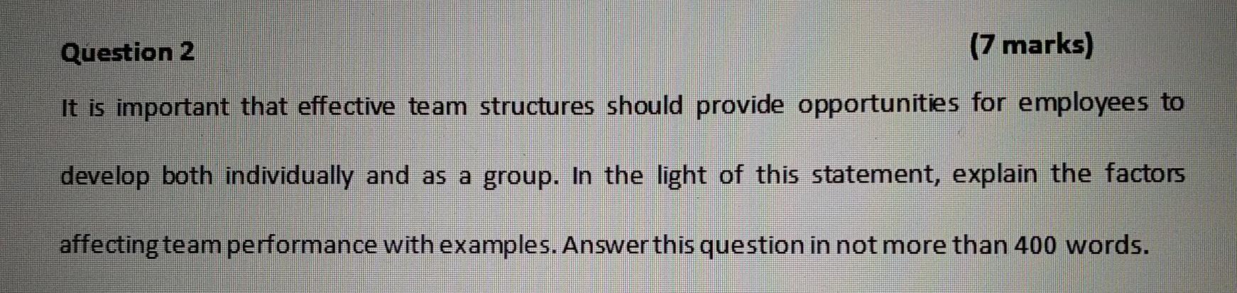 Question 2 (7 marks) It is important that