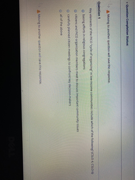 Question Completion Status: Moving to another