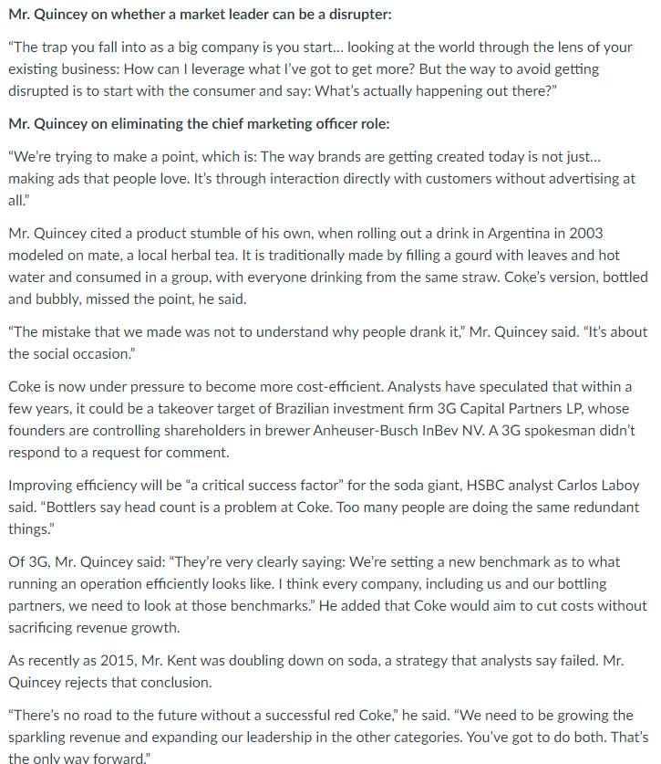 Discuss the culture of Coca Cola. Coke's New CEO