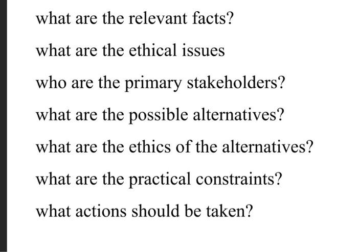 i need help please? what are the relevant facts?