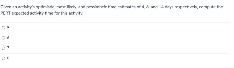 Given an activity's optimistic, most likely, and