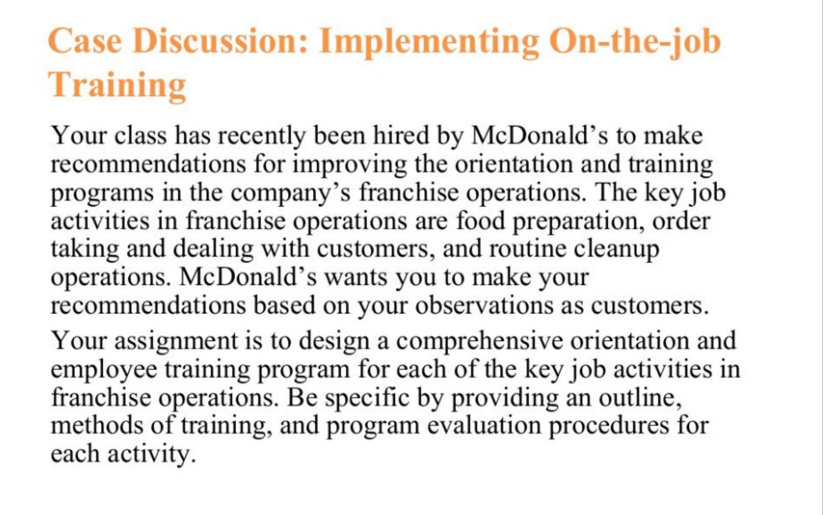 Case Discussion: Implementing On-the-job Training