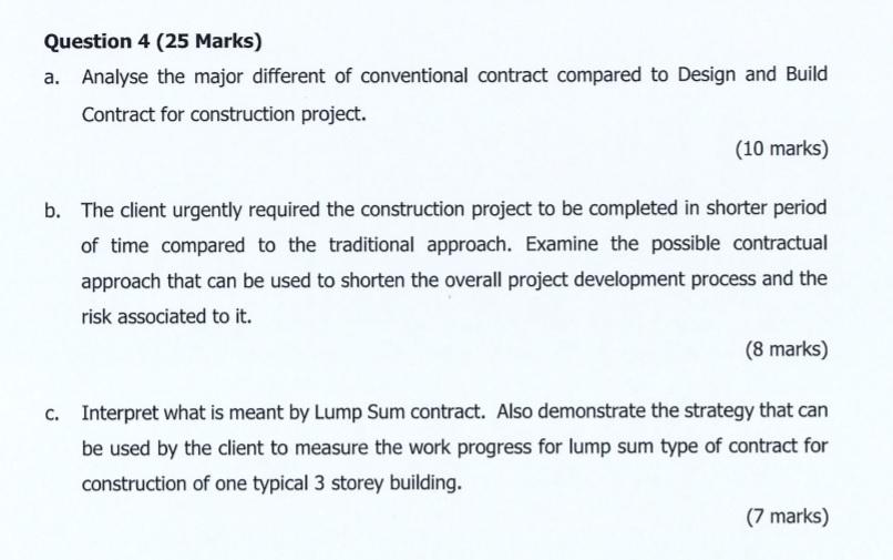 Question 4 (25 Marks) a. Analyse the major