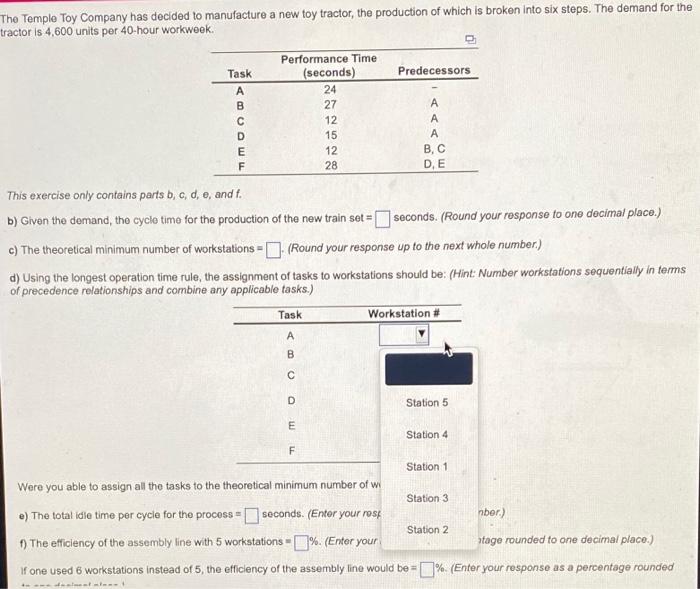 The Temple Toy Company has decided to manufacture
