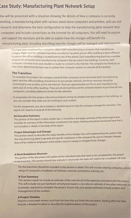 Case Study: Manufacturing Plant Network Setup You