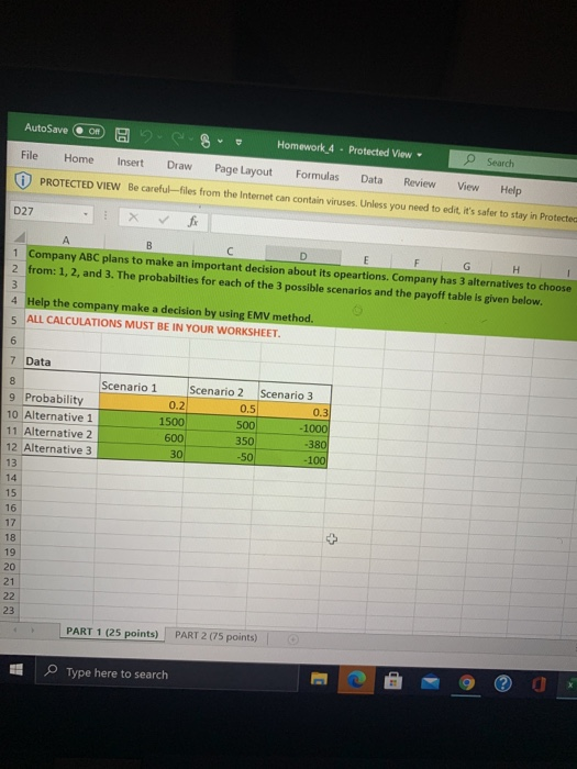 AutoSave 8 File Home Homework 4 . Protected View