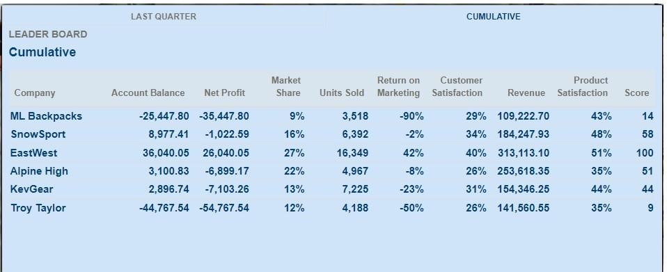 Please Help. PERFORMANCE SUMMARY OF " SnowSport"