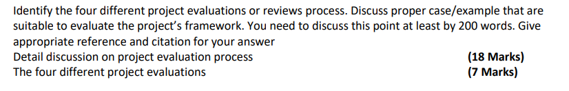 Identify the four different project evaluations