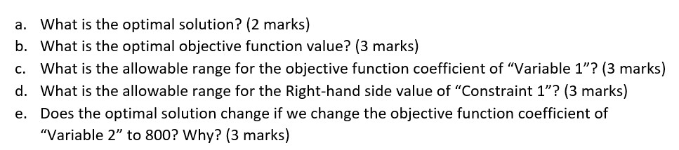 Question 4. What-if analysis (25 marks) Answer