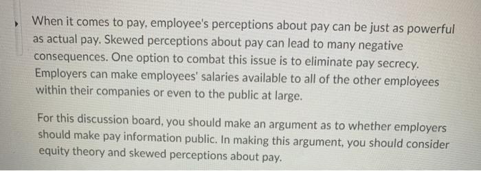 When it comes to pay, employee's perceptions