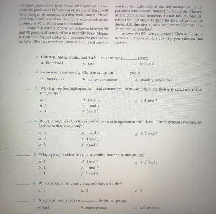 please read and answer the questions with