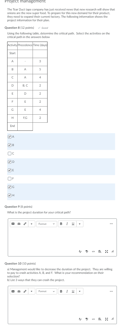 please answer question 9 and 10 Project