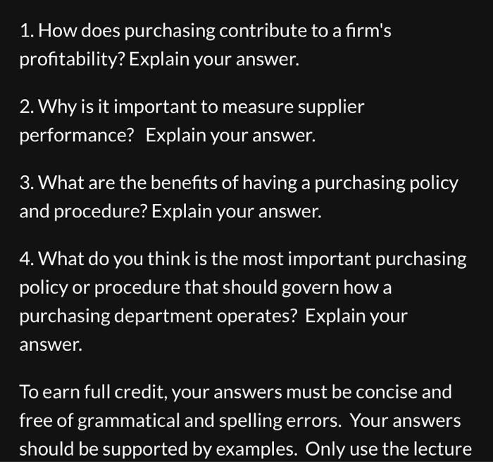 answer please 1. How does purchasing contribute