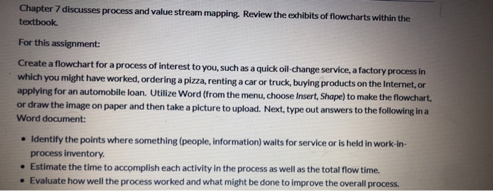 Chapter 7 discusses process and value stream