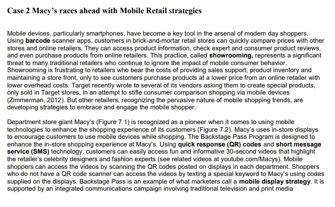 According the following case. ) How does Macys