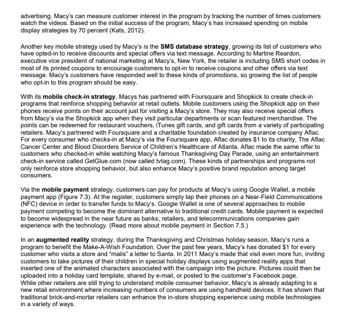 According the following case. ) How does Macys